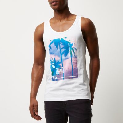 White palm tree print vest